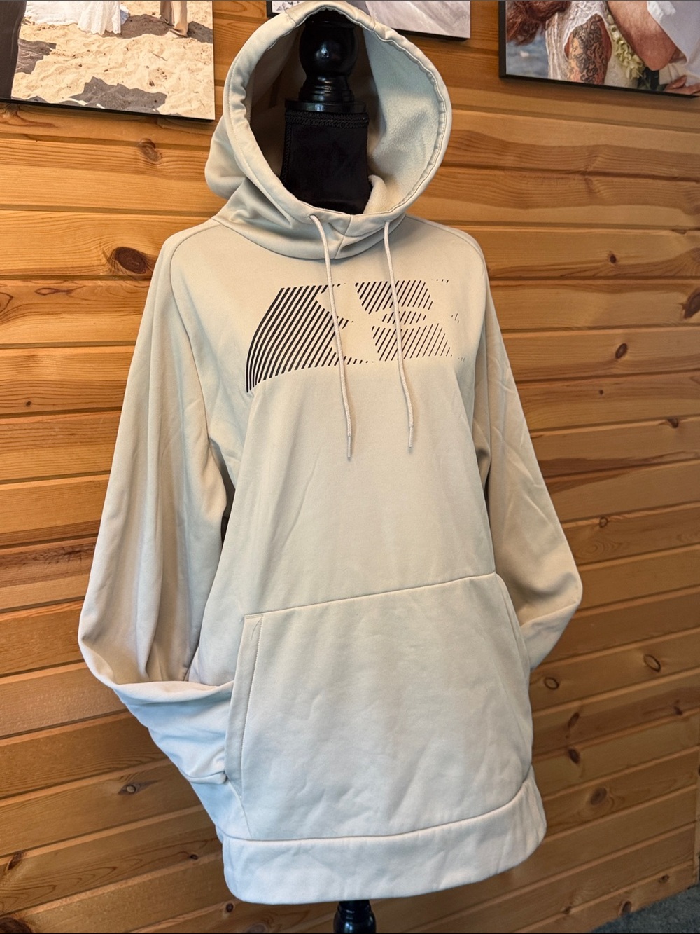 Under Armour Cream Hoodie with Black Graphic Logo